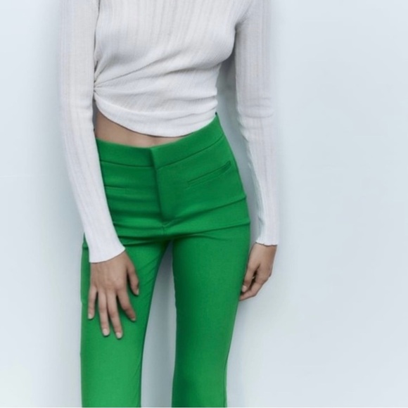 Zara Pants - Zara NWT Green Mini Flare Pants